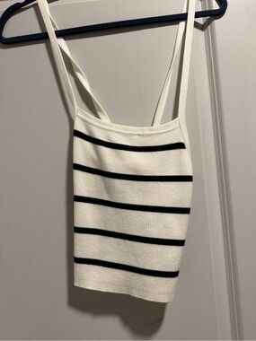 Striped Knit Tank Top H&M - White with Black Stripes